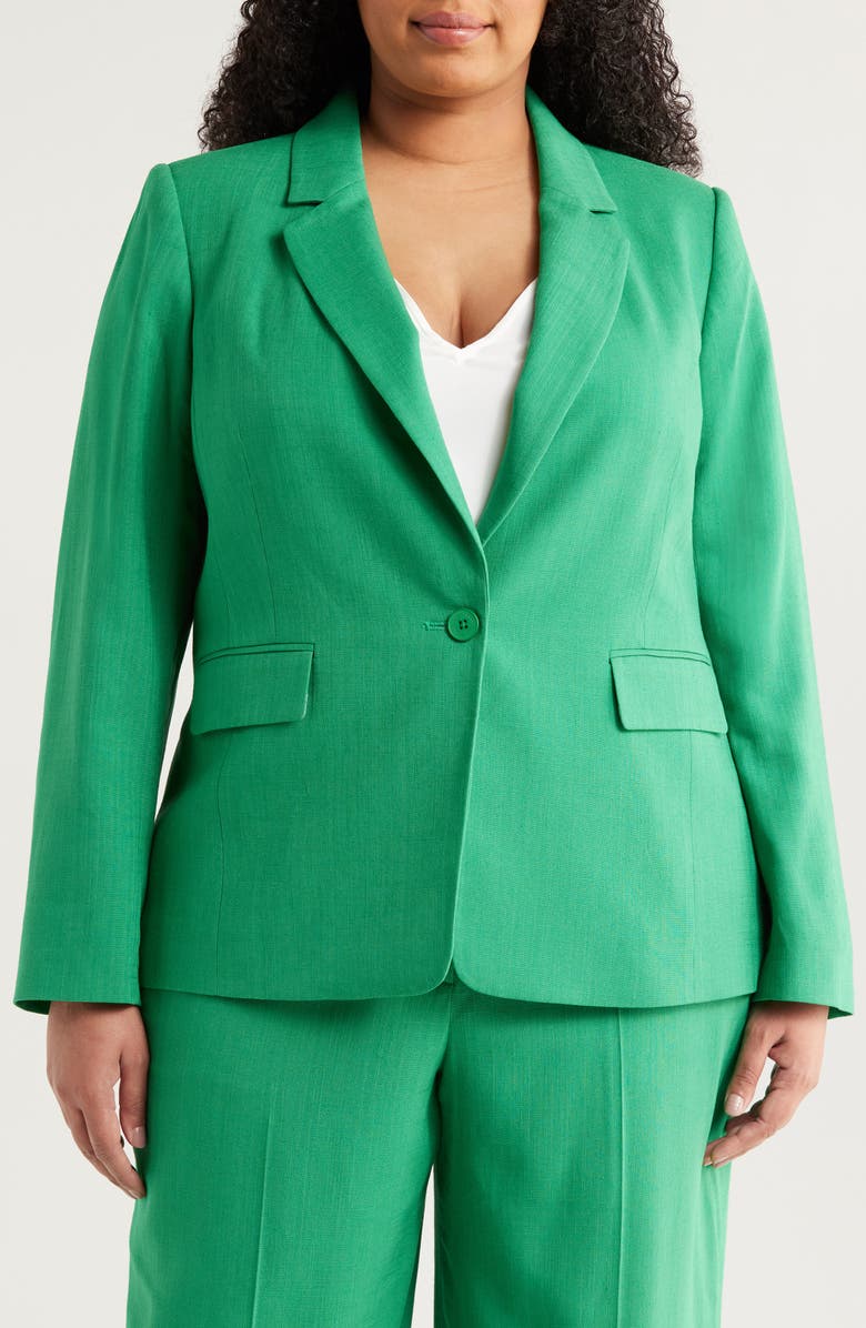 Tahari ASL One-Button Blazer, Alternate, color, Clover
