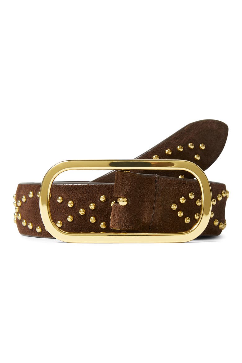 Studded Leather Belt, Alternate, color, ESPRESSO
