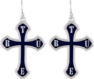 True Religion Enamel Cross Drop Earrings