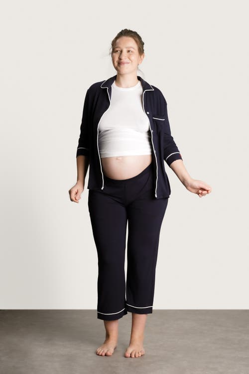 Nom Maternity Heart On My Sleeve Pajama Set In Blue