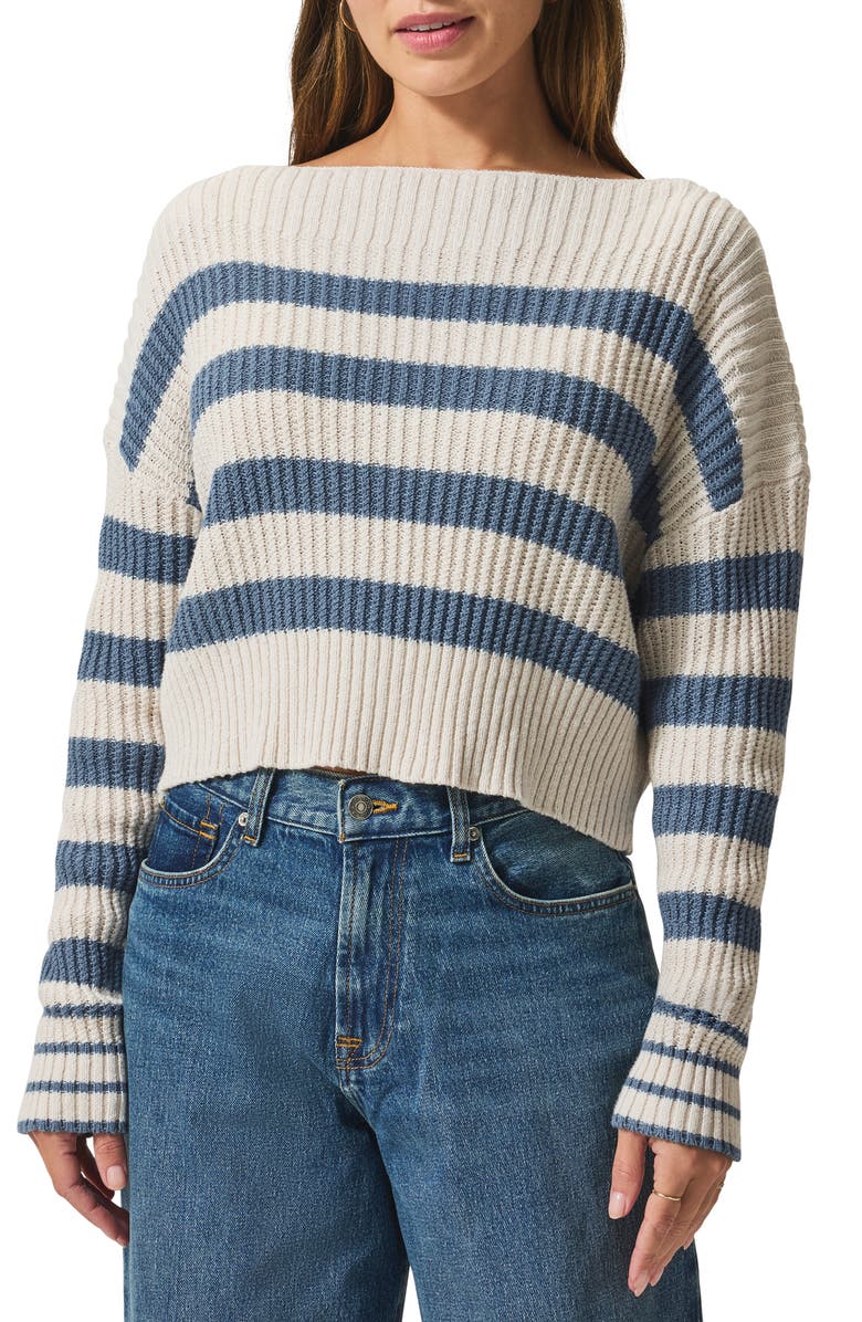 Splendid Olivia Sweater, Main, color, Berring Sea Stripe