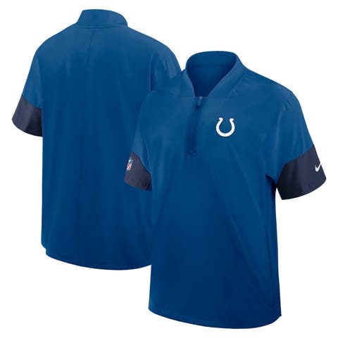 Men's Nike Royal Indianapolis Colts Sideline Short Sleeve Quarter-Zip Performance Coach Jacket