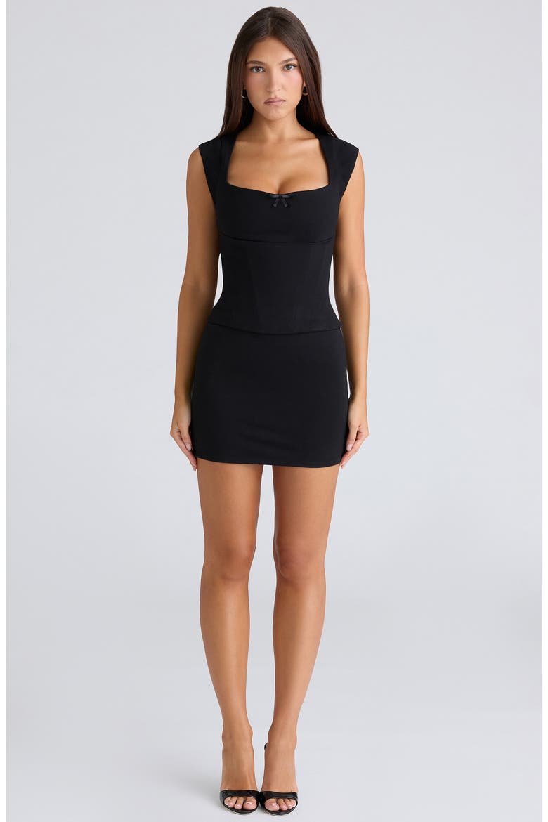 The Cap Sleeve Corset Top, Alternate, color, BLACK