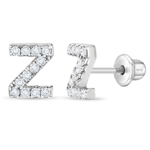 In Season Jewelry Cubic Zirconia Letter Initial Earrings In Letter Z