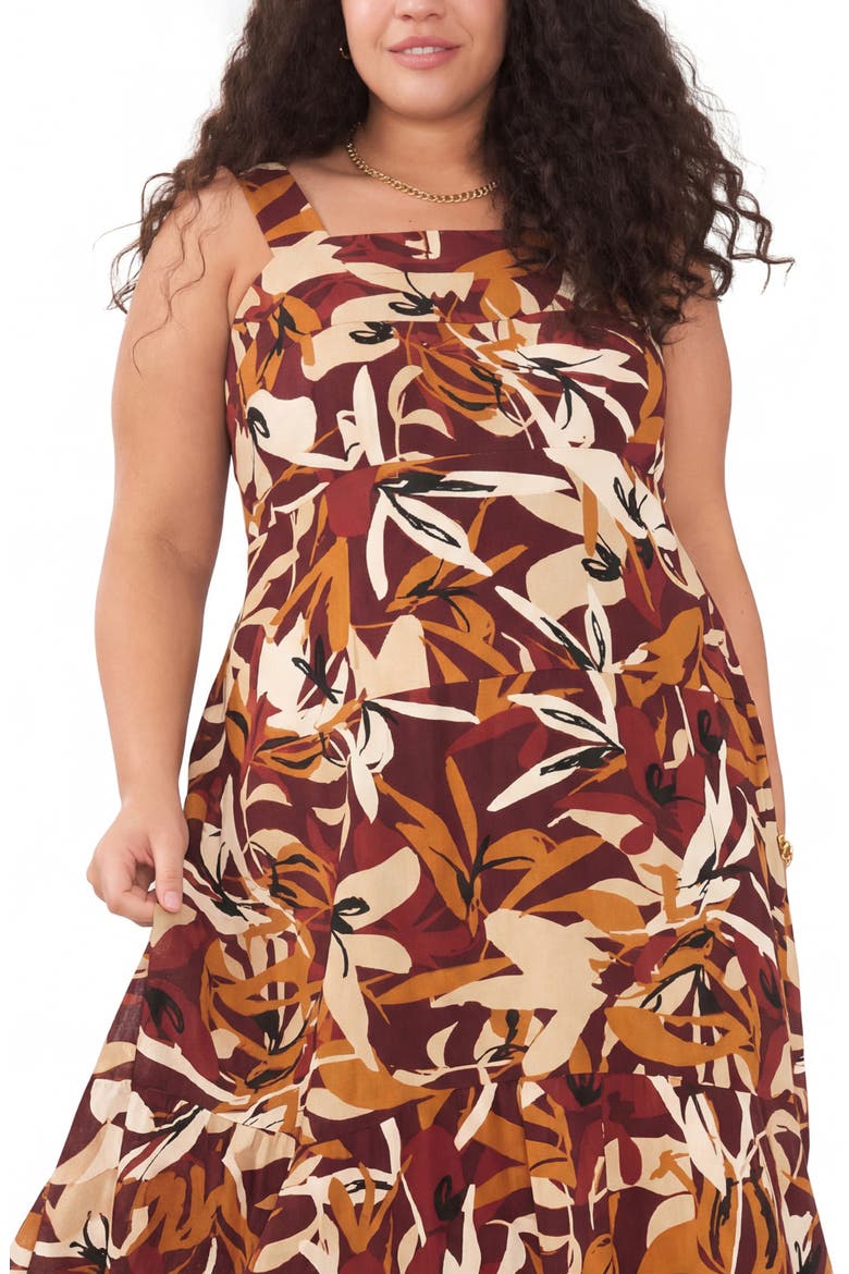 Print Sleeveless Maxi Dress, Alternate, color, RUST