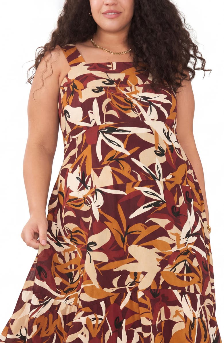 Vince Camuto Print Sleeveless Maxi Dress, Alternate, color, Rust