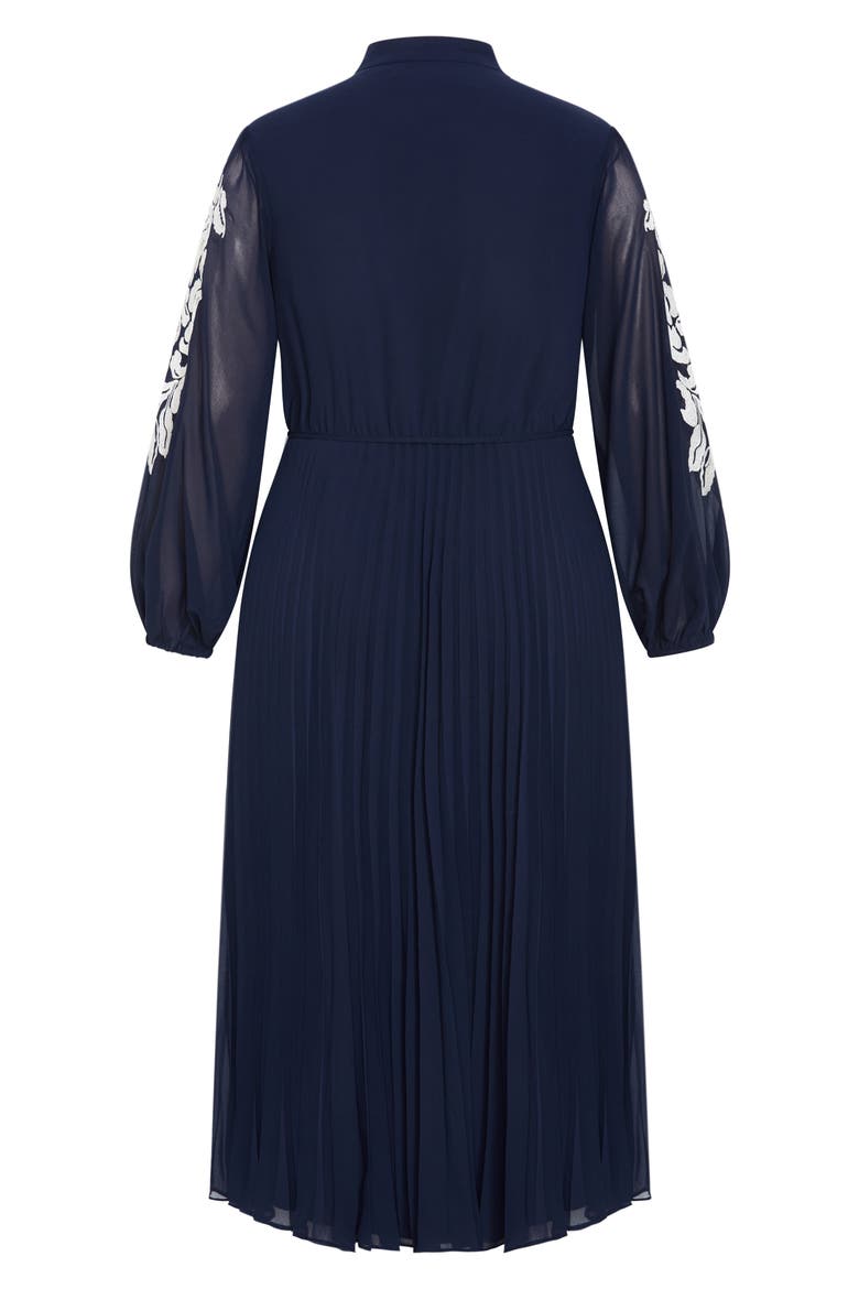 Adorn Pleated Long Sleeve Maxi Dress, Alternate, color, NAVY