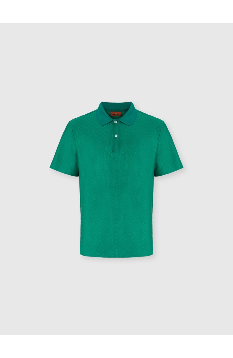 UM Jacquard Cotton Polo Shirt With Tone-on-tone Zigzag Design, Main, color, Green