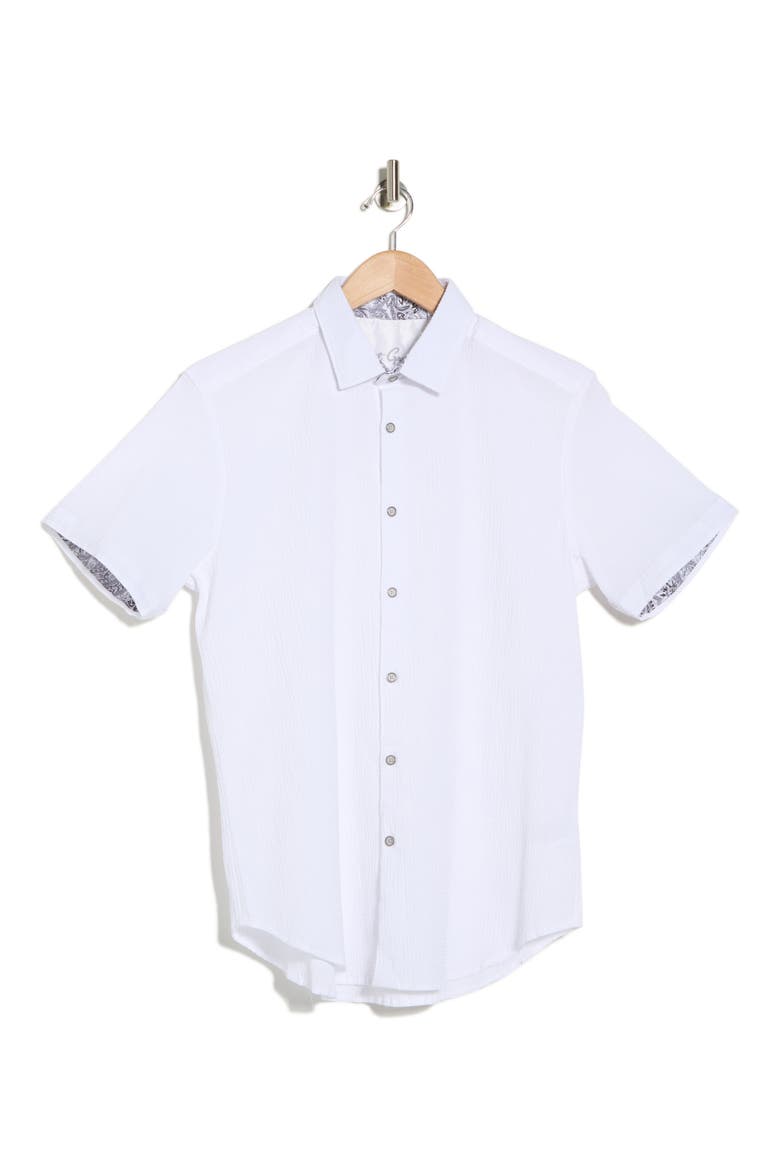 Piers Short Sleeve Woven Button-Up Shirt, Alternate, color, WHITE