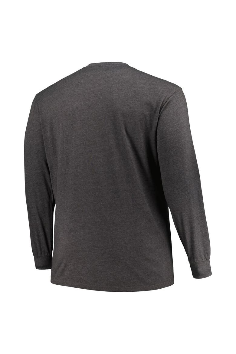 Men's Profile  Heather Charcoal Pittsburgh Steelers Big & Tall Throwback Long Sleeve T-Shirt, Alternate, color, Heather Charcoal