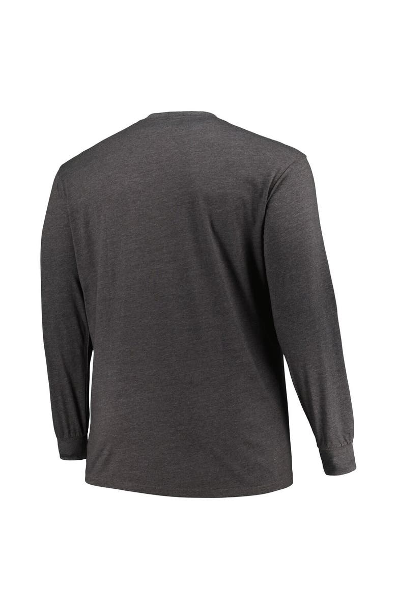 PROFILE Men's Profile  Heather Charcoal Pittsburgh Steelers Big & Tall Throwback Long Sleeve T-Shirt, Alternate, color, 