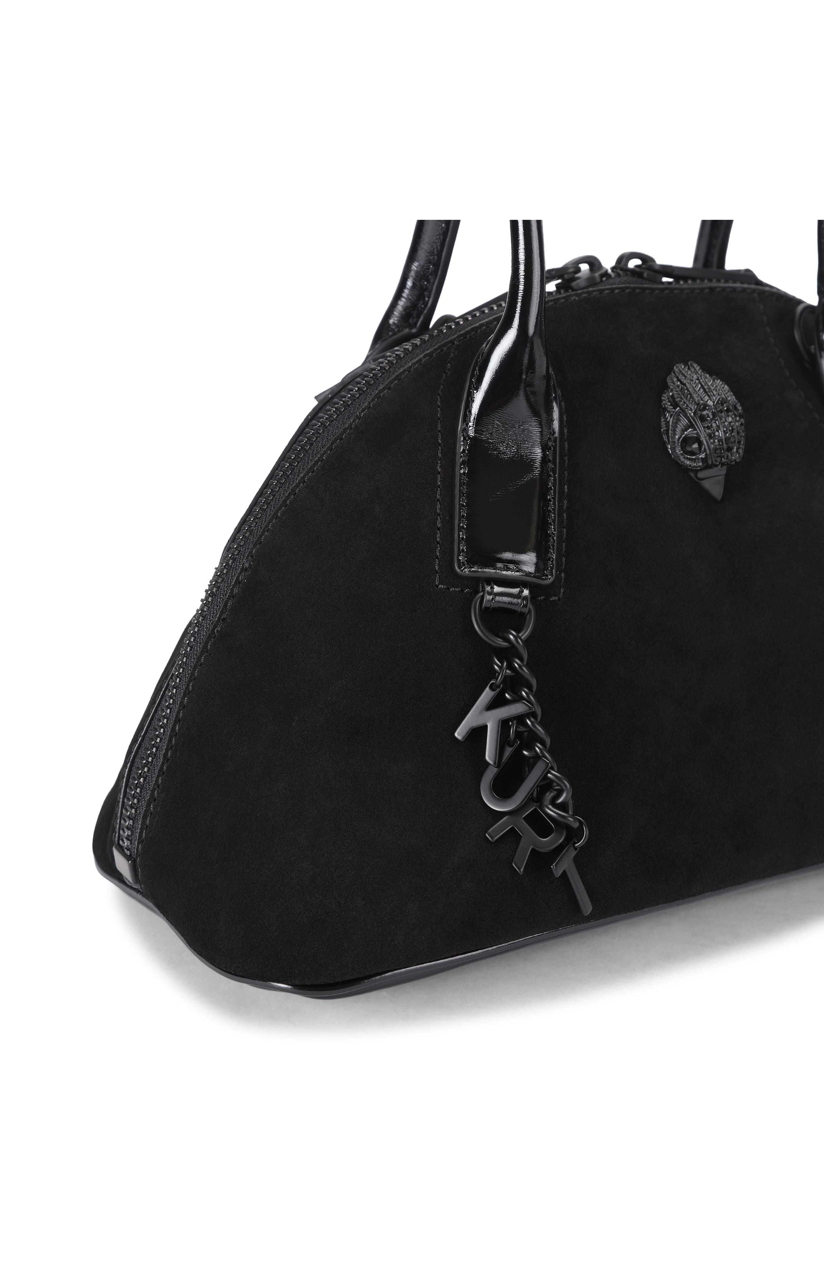Sloane Suede Bowling Handbag, Alternate, color, BLACK