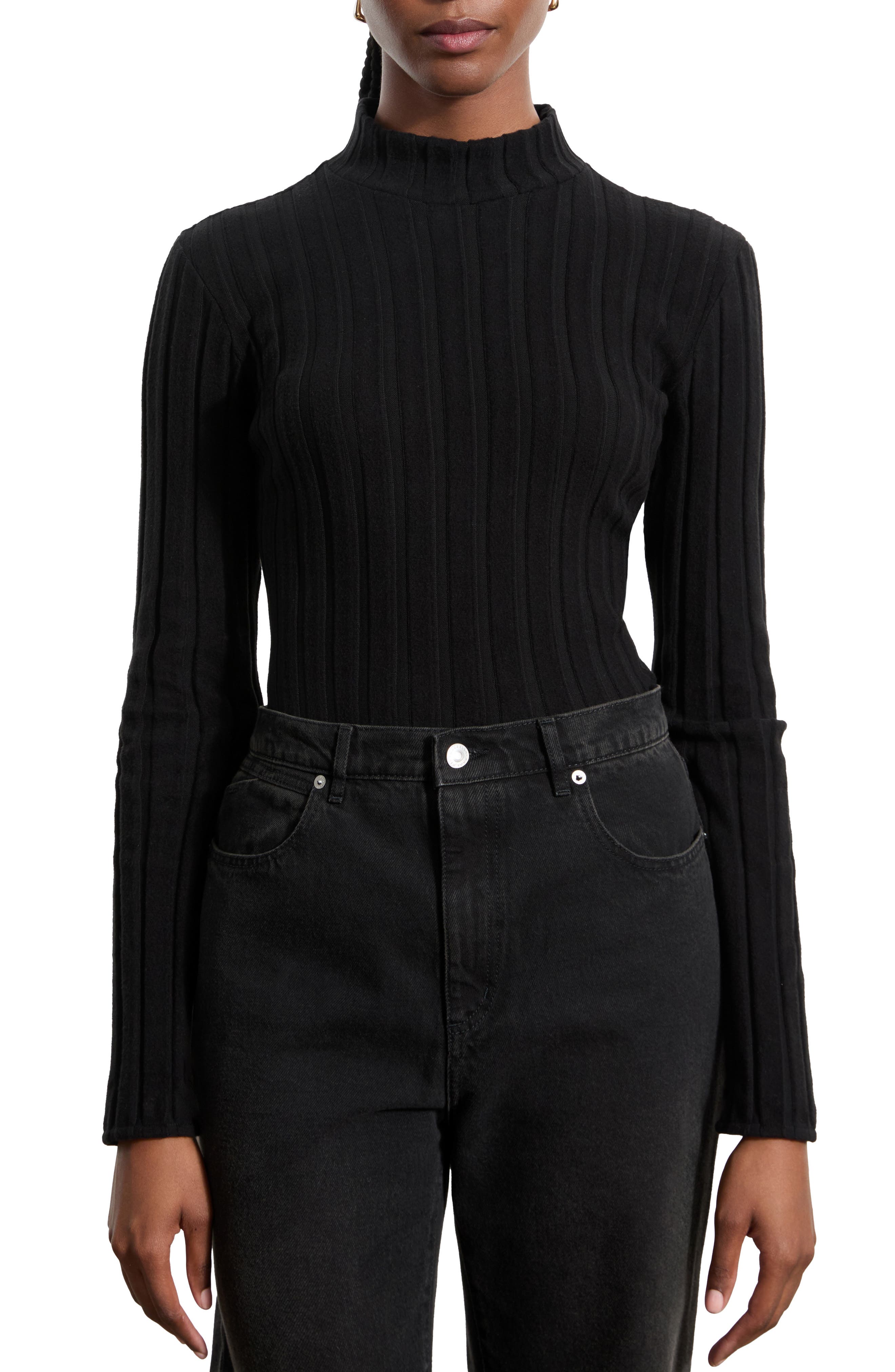 Samia Mock Neck Rib Sweater