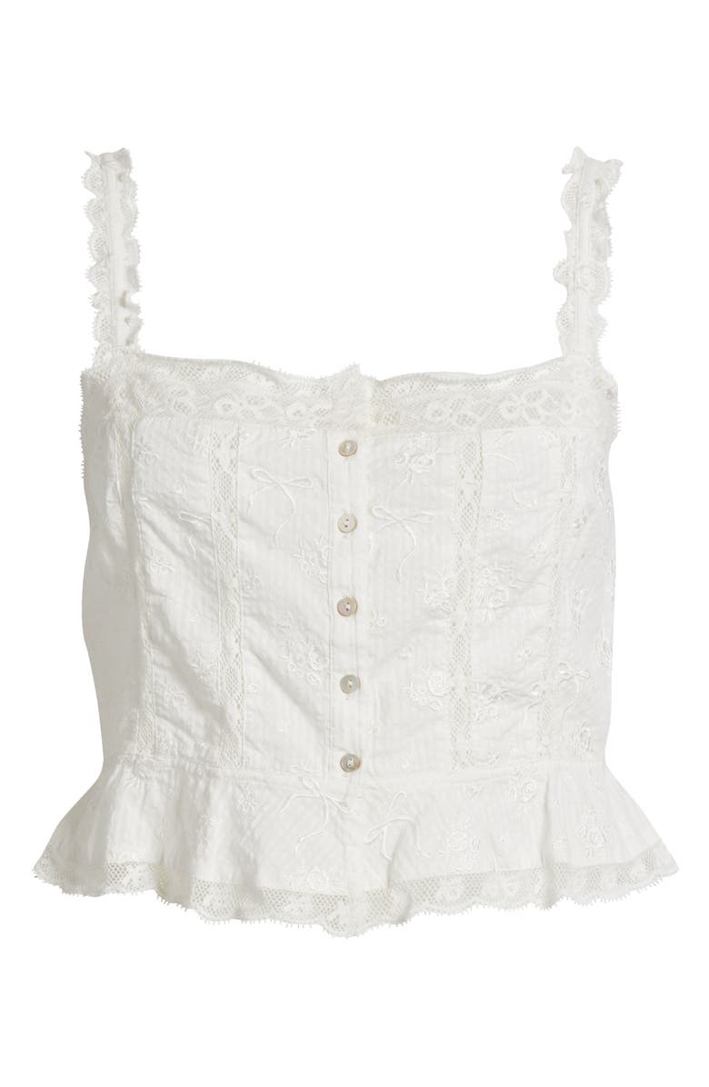LoveShackFancy Vietta Lace Ruffle Hem Camisole, Alternate, color, White