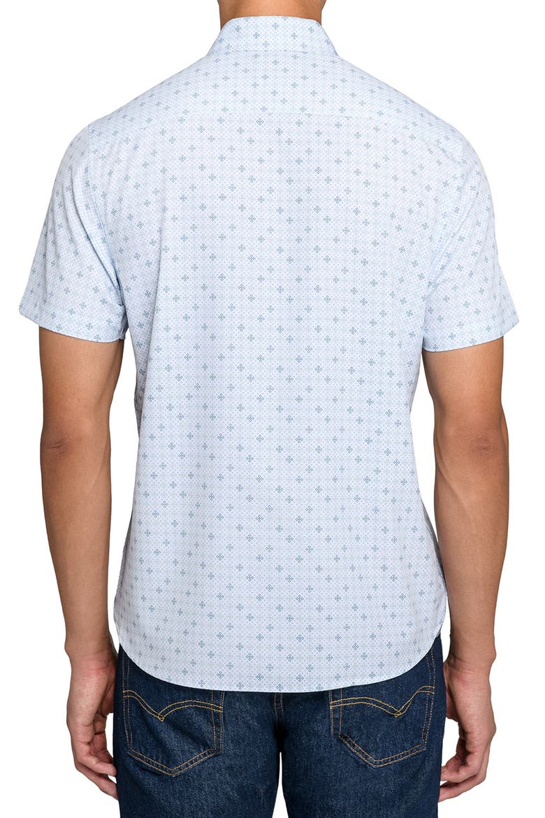 Quadruple Diamond Woven Short Sleeve Basic, Alternate, color, WHITE/GREEN