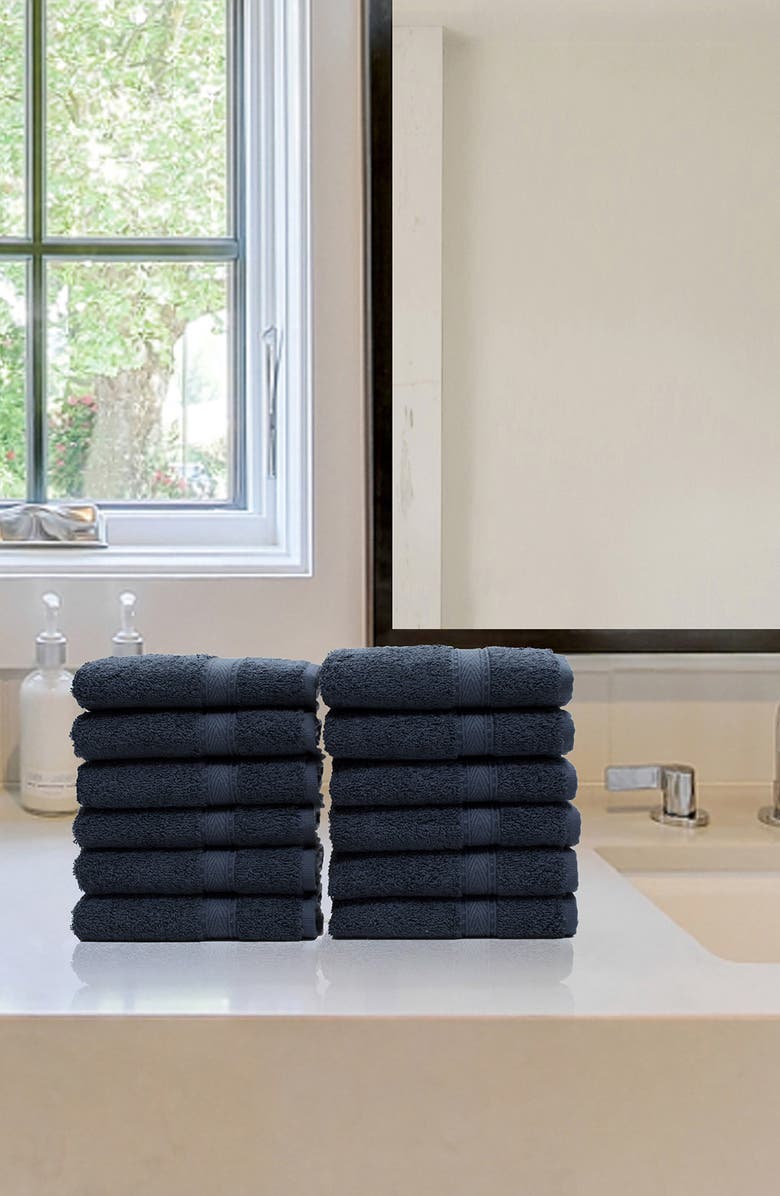 Linum Home Textiles 100% Turkish Cotton Sinemis Terry Washcloths - Set of 12, Alternate, color, Navy
