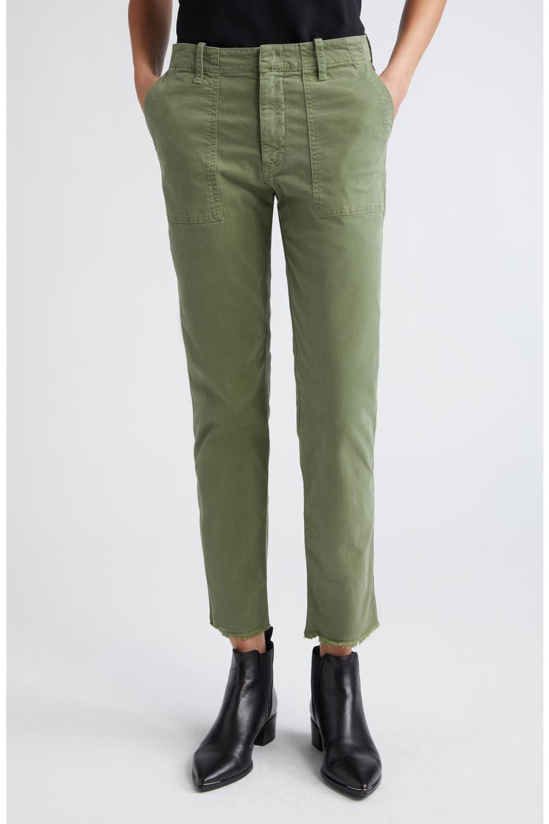 Jenna Raw Hem Crop Cotton Stretch Twill Pants, Main, color, CAMO