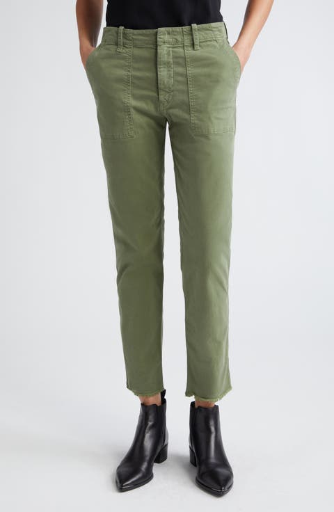 Jenna Raw Hem Crop Cotton Stretch Twill Pants