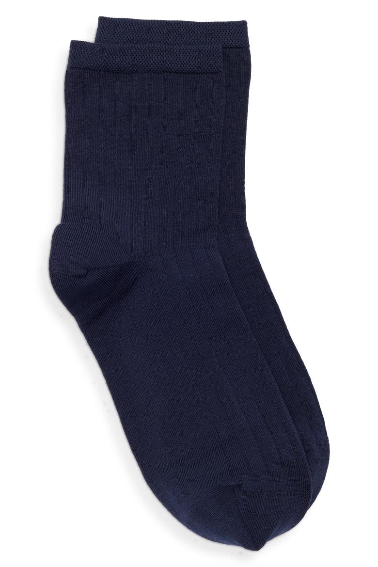 Wide Rib Ankle Socks, Alternate, color, NAVY PEACOAT