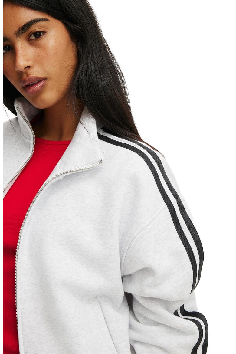 Women's Funnel Neck Fleece Zip Through, Alternate, color, Light Grey Marle Taping