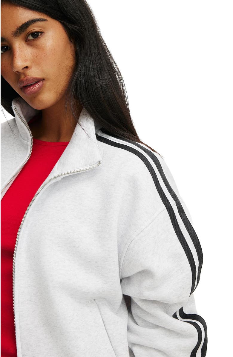 Cotton On Women's Funnel Neck Fleece Zip Through, Alternate, color, Light Grey Marle Taping