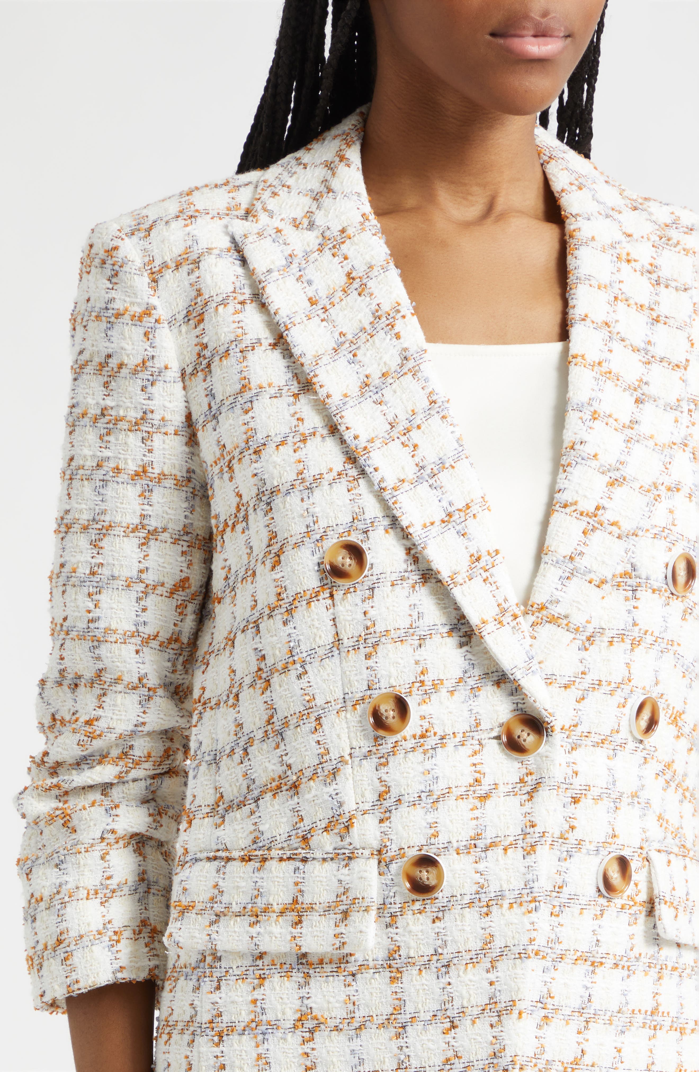 Veronica Beard Ryland Double Breasted Metallic Tweed Dickey Jacket — фото 6