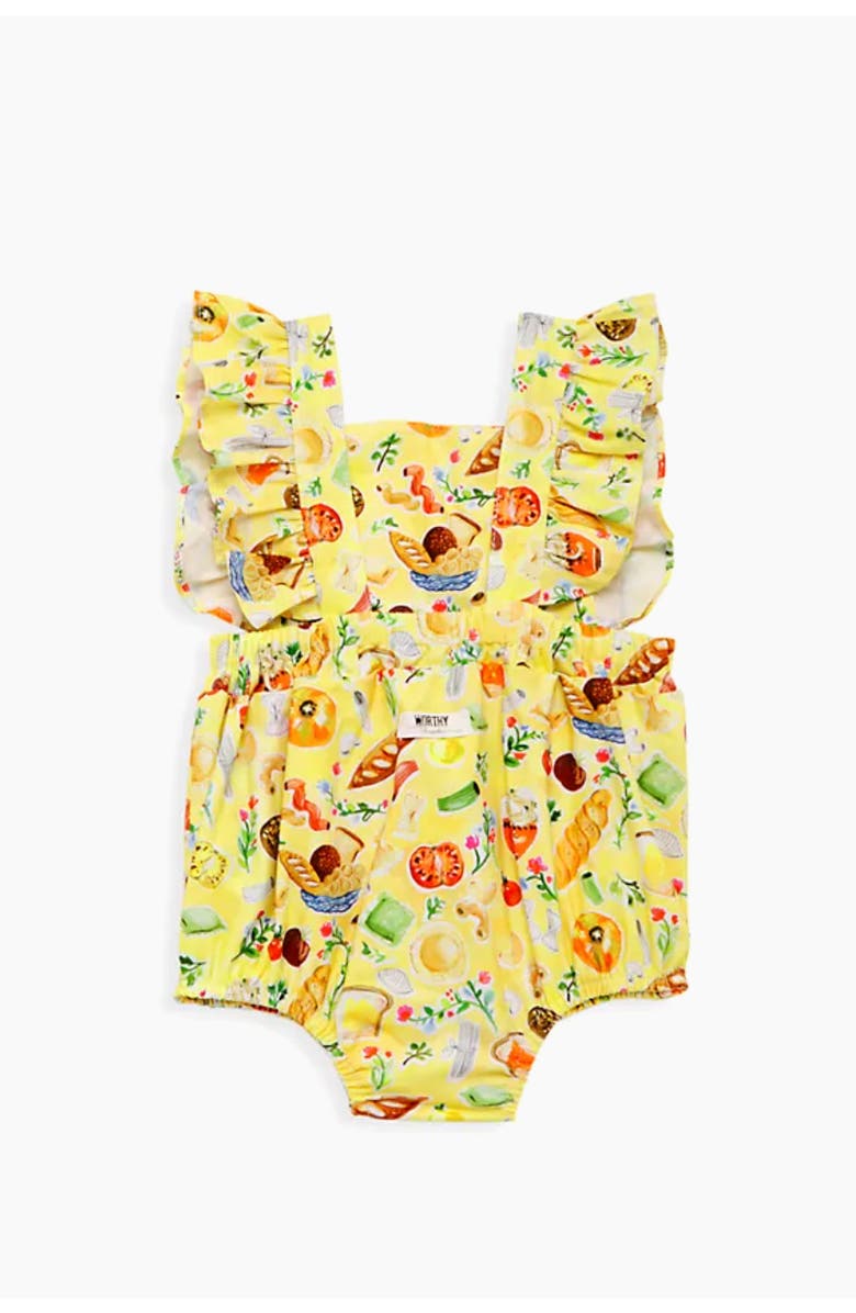 WORTHY THREADS Ruffle Sleeve Bubble Romper, Alternate, color, Carbo Load