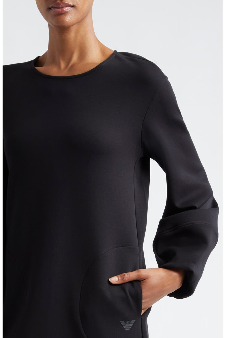 Balloon Long Sleeve Cotton Blend Jersey Shift Dress, Alternate, color, SOLID BLACK