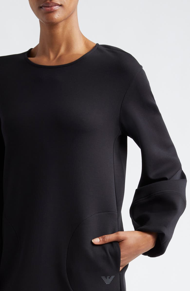 Emporio Armani Balloon Long Sleeve Cotton Blend Jersey Shift Dress, Alternate, color, 