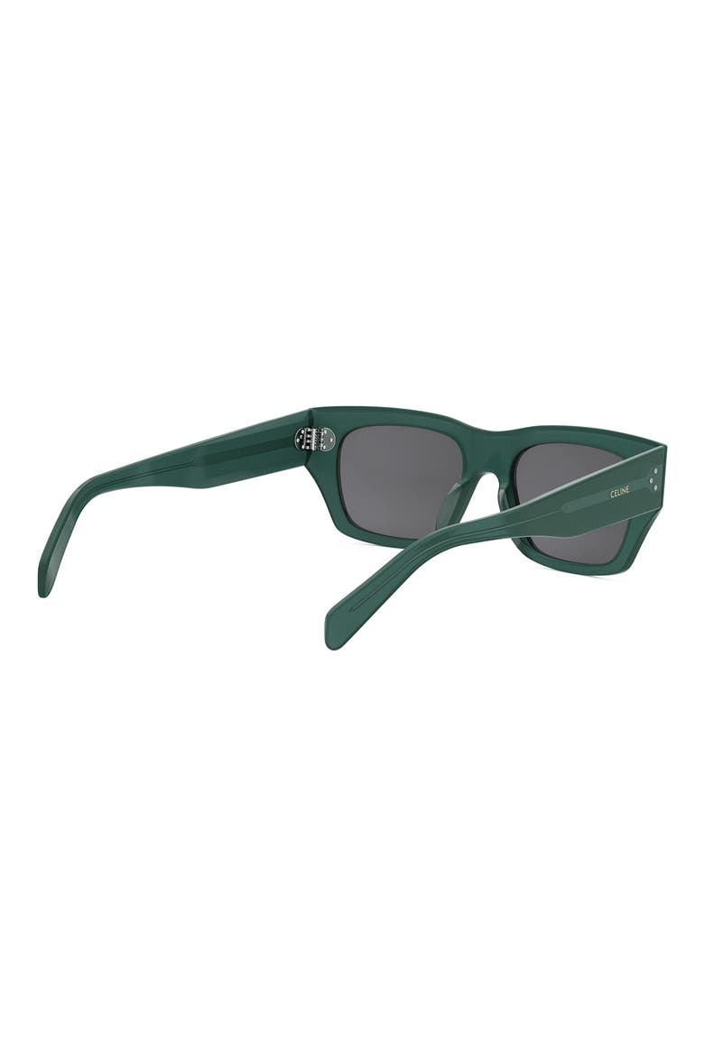 Bold 3 Dots 53mm Geometric Sunglasses, Alternate, color, SHINY DARK GREEN / SMOKE