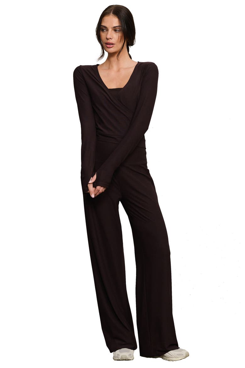 Atmosphere Wrap Top, Alternate, color, DARK ESPRESSO HEATHER