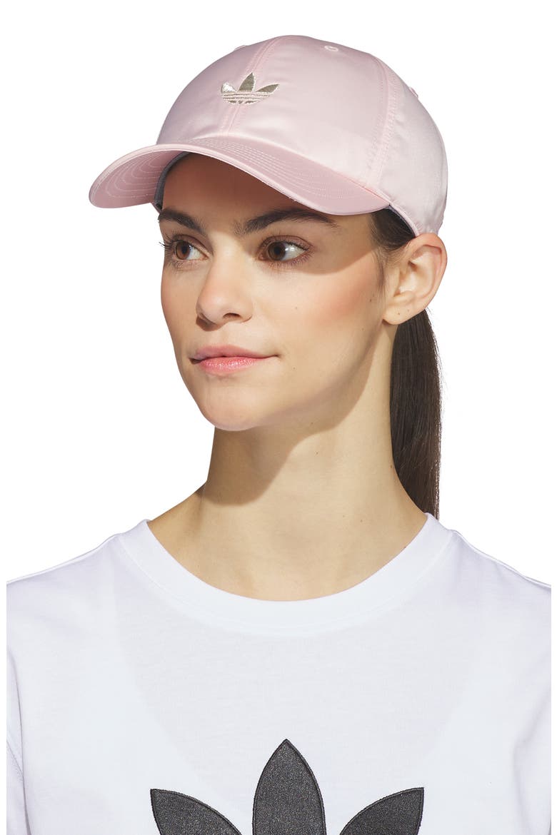 Shine Trefoil Baseball Cap, Alternate, color, SANDY PINK/ WHITE