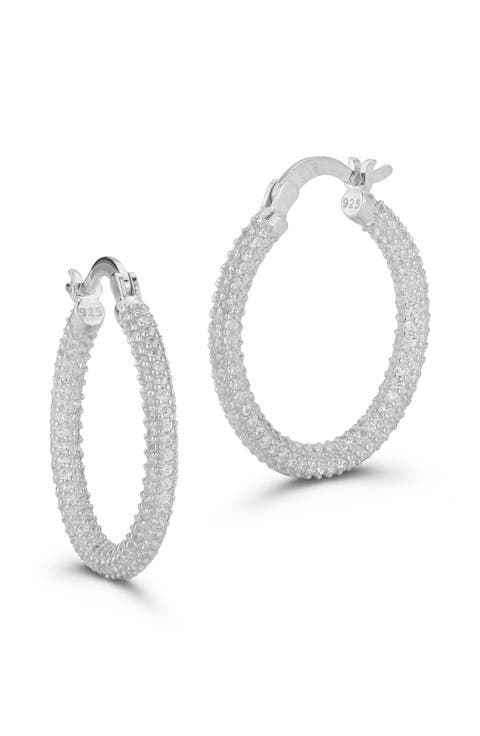 Small Pavé Cubic Zirconia Hoop Earrings
