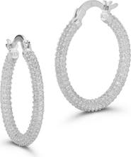 CHLOE AND MADISON Small Pavé Cubic Zirconia Hoop Earrings