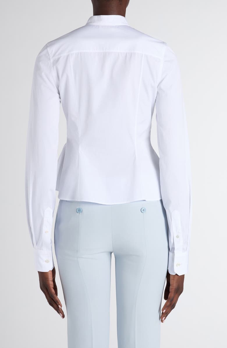 McQueen Pleated Cotton Poplin Peplum Shirt, Alternate, color, White