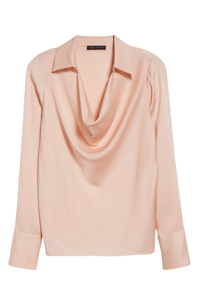 Elie Tahari The Ciaran Cowl Neck Satin Shirt, Alternate, color, 