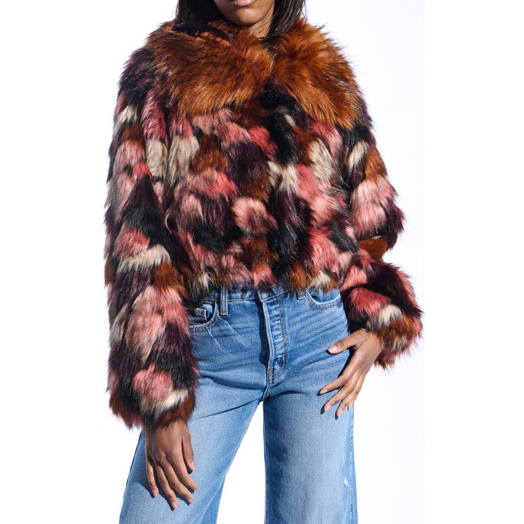 Azalea Wang Molly Multicolor Faux Fur Jacket In Multi
