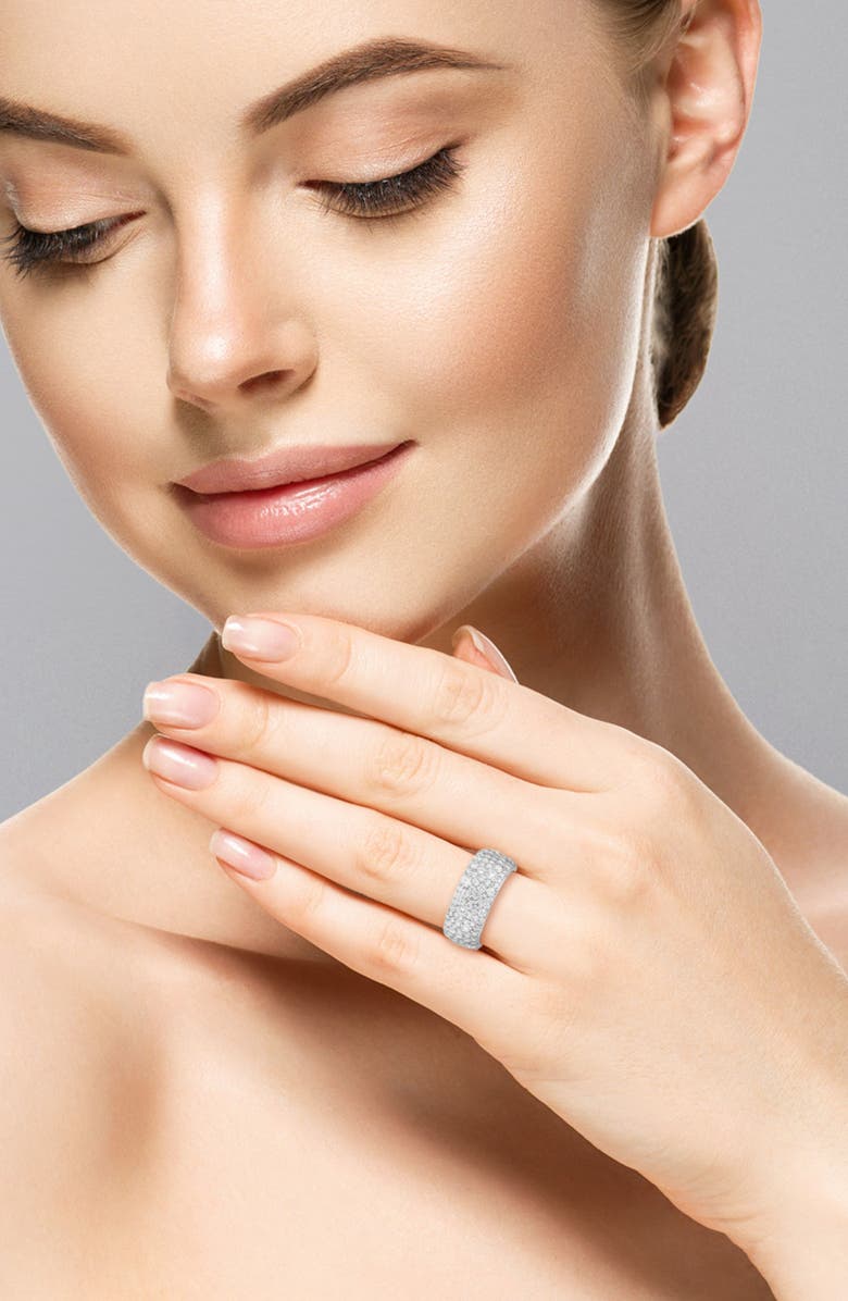 GLAZE JEWELRY Pavé Cubic Zirconia Band Ring, Alternate, color, Silver