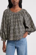 Treasure & Bond Print Raglan Sleeve Cotton Top