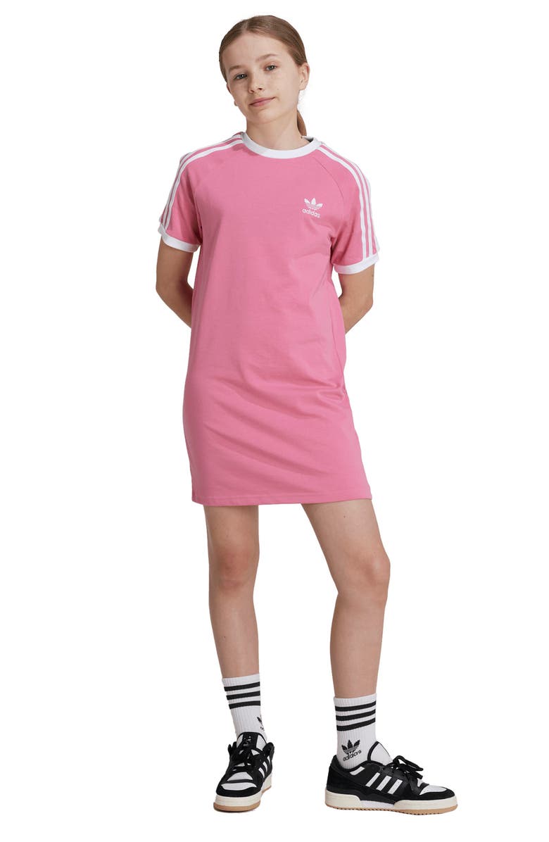 adidas Kids' 3-Stripes Cotton T-Shirt Dress, Alternate, color,