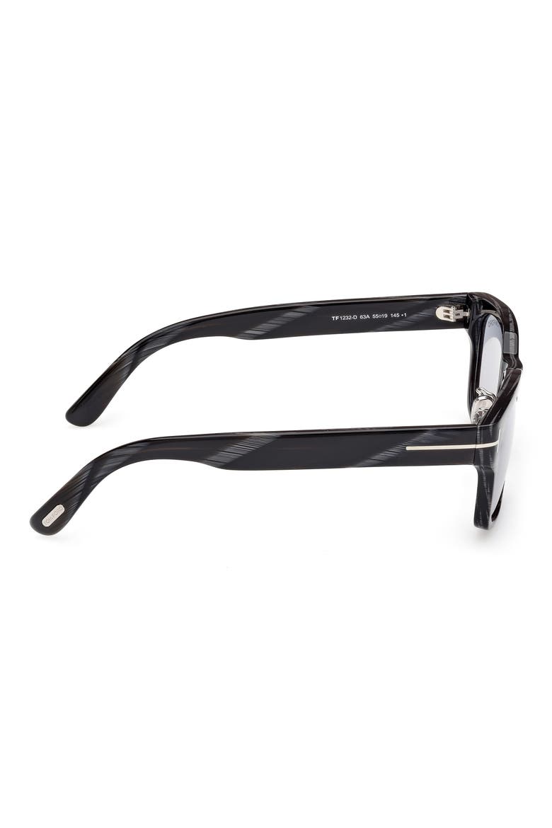 55mm Rectangle Tinted Sunglasses, Alternate, color, BLACK HORN / SMOKE