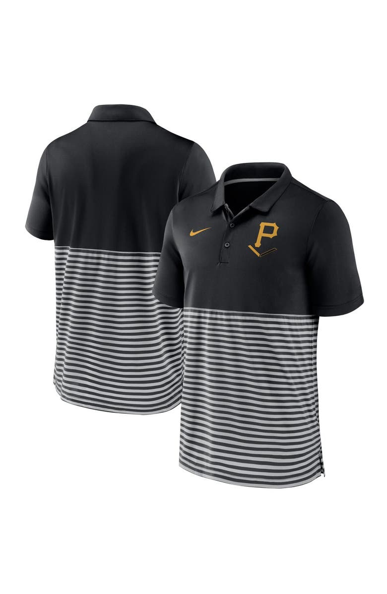 Nike Men's Nike Black/Gray Pittsburgh Pirates Home Plate Striped Polo, Alternate, color, 