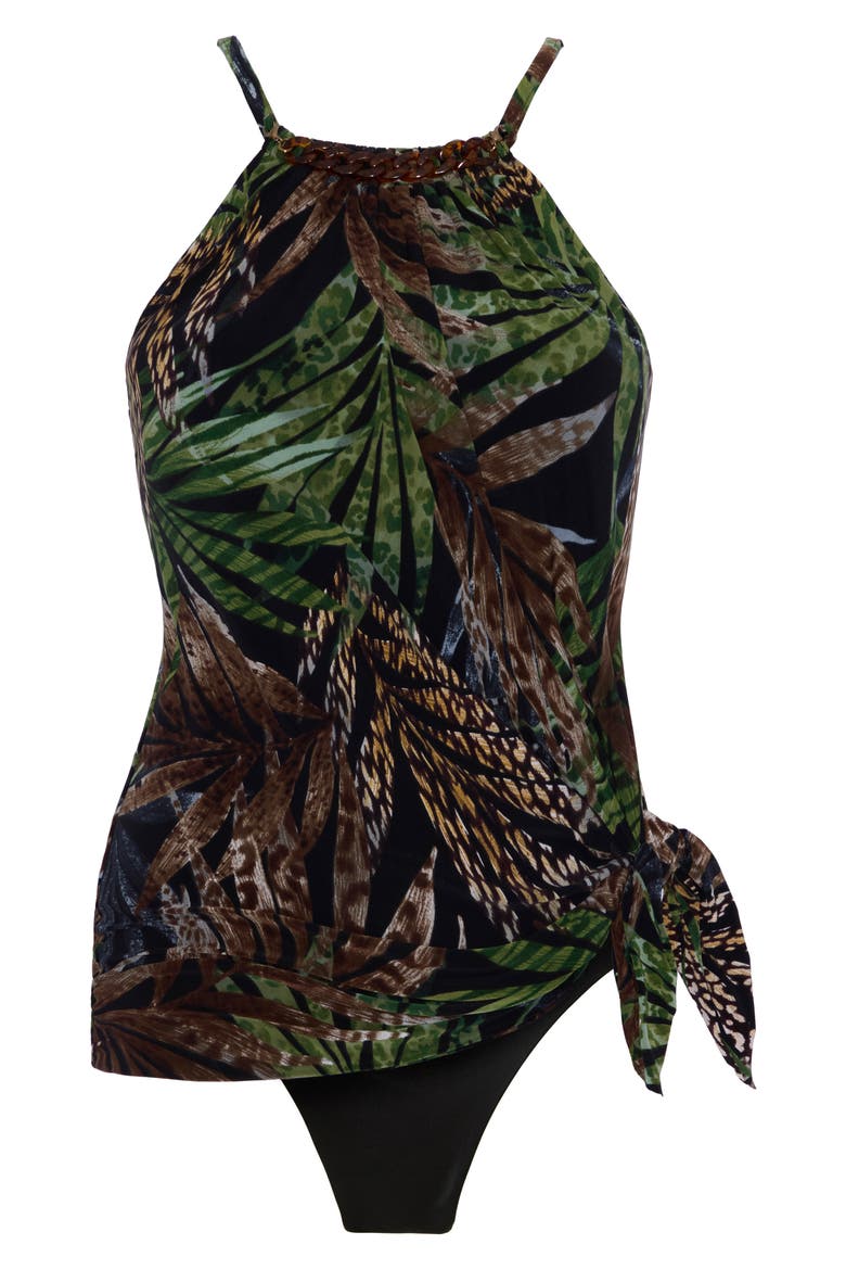 Nighthawk Charlie Skirted One-Piece Swimsuit, Alternate, color, BLACK/ MULTI