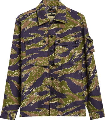 BEAMS Tiger Stripe Jacquard Military Shirt Jacket | Nordstrom