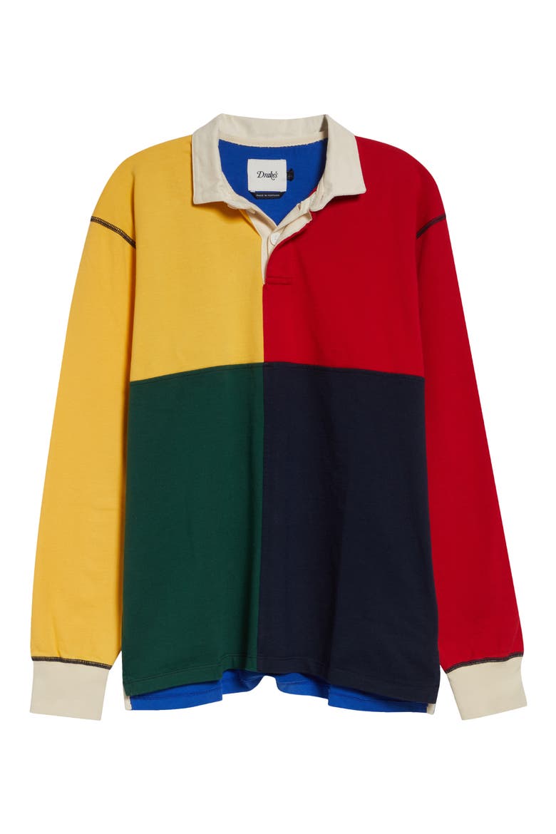 Colorblock Long Sleeve Rugby Polo, Alternate, color, 662 RED YEL BLUE GRN