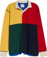 Drake's Colorblock Long Sleeve Rugby Polo