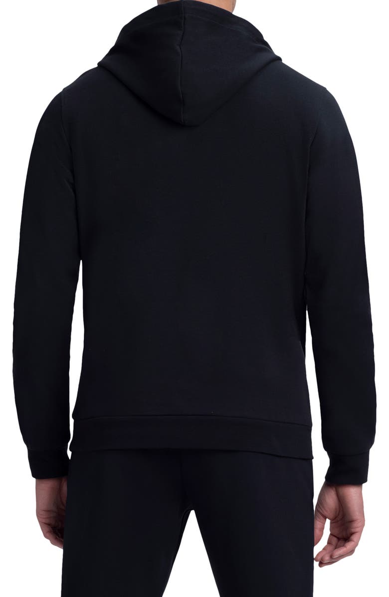 Bugatchi Quarter Zip Cotton Blend Hoodie, Alternate, color, Black