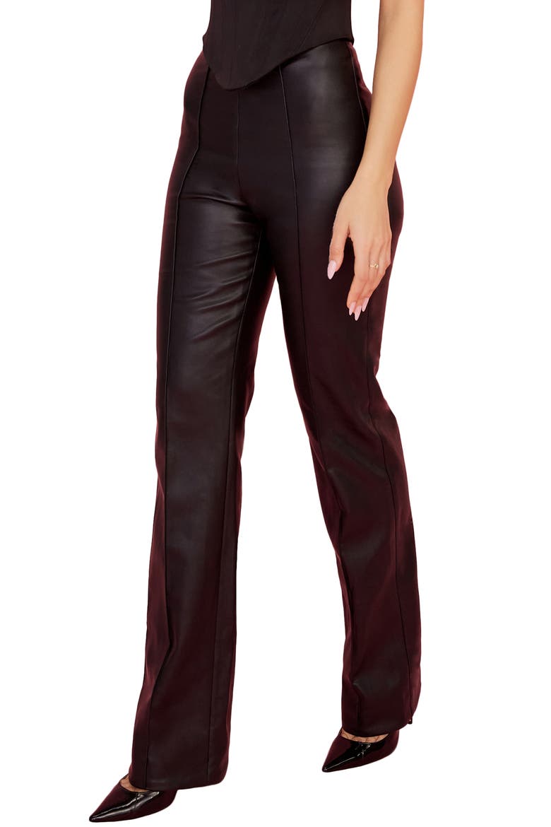 Elenaora Faux Leather Trousers, Alternate, color, BLACK