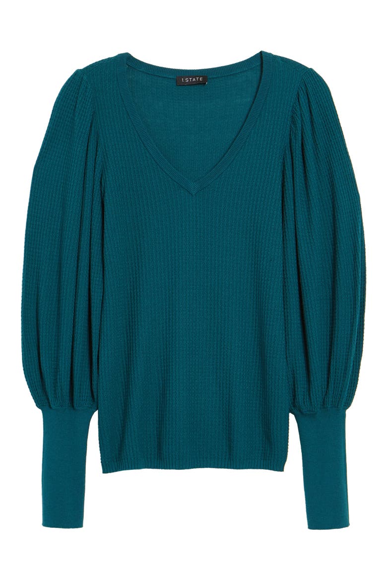 Blouson Sleeve Textured Sweater, Alternate, color, VINTAGE SPRUCE