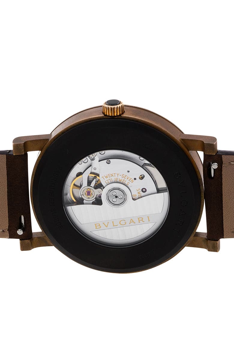 Watchfinder & Co. Bvlgari Preowned 2022 Solotempo 102977 Leather Strap Watch, 41mm, Alternate, color, Black/Brown